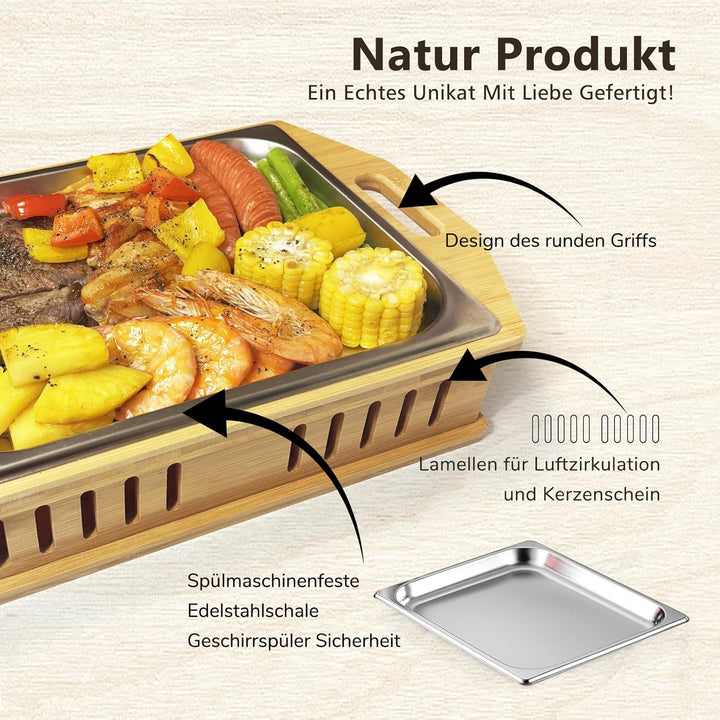 Bbq Warmhalteplatte Teelicht,Fleischwarmhalter FüR Grillen,Grill warmhalteplatte,Warmhalteplatte Gri