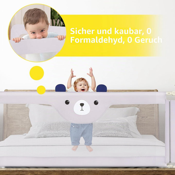 OHMG Bettgeländer,Sicherheitsgitter für Kinder,Sicherheitsgitter für Bett,höhenverstellbar,tragbar,B