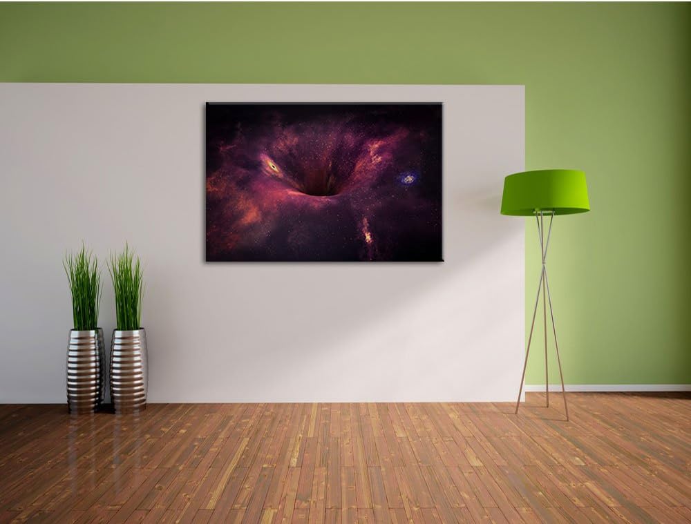 Pixxprint Schwarzes Loch im Weltall als Leinwandbild/Grösse: 100x70 / Wandbild/Kunstdruck/fertig bes