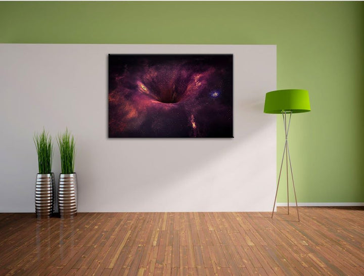 Pixxprint Schwarzes Loch im Weltall als Leinwandbild/Grösse: 100x70 / Wandbild/Kunstdruck/fertig bes