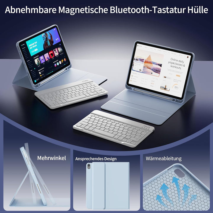 Hülle mit Tastatur für iPad Air 11 Zoll 2026/2025/2024, für iPad Air 10,9 2022/2020 5./4. Generation