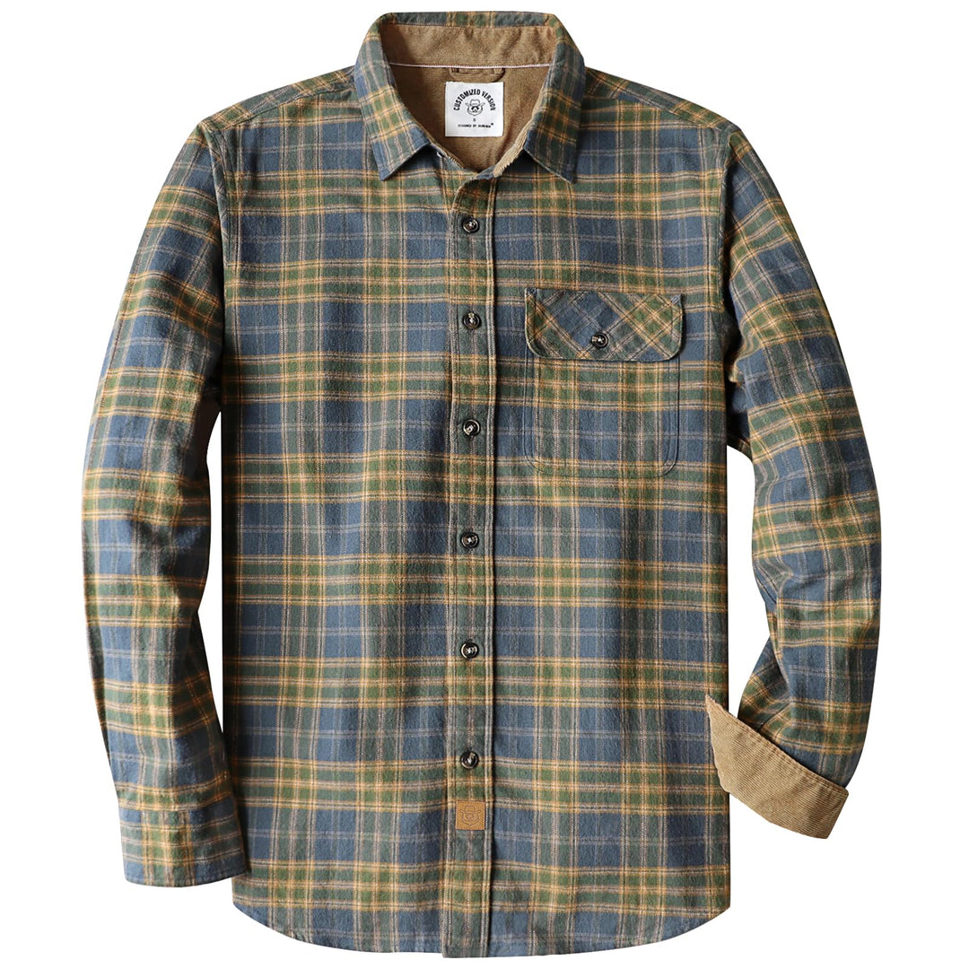 Dubinik® Flanellhemd Herren Kariert Flanellhemden Langarm Casual Button Down Freizeithemd Mit Brustt