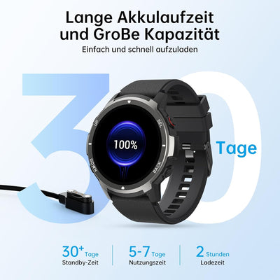 LLKBOHA Smartwatch Damen Herren mit Telefonfunktion-1,39 Zoll Touchscreen, IP68 Wasserdicht mit Herz