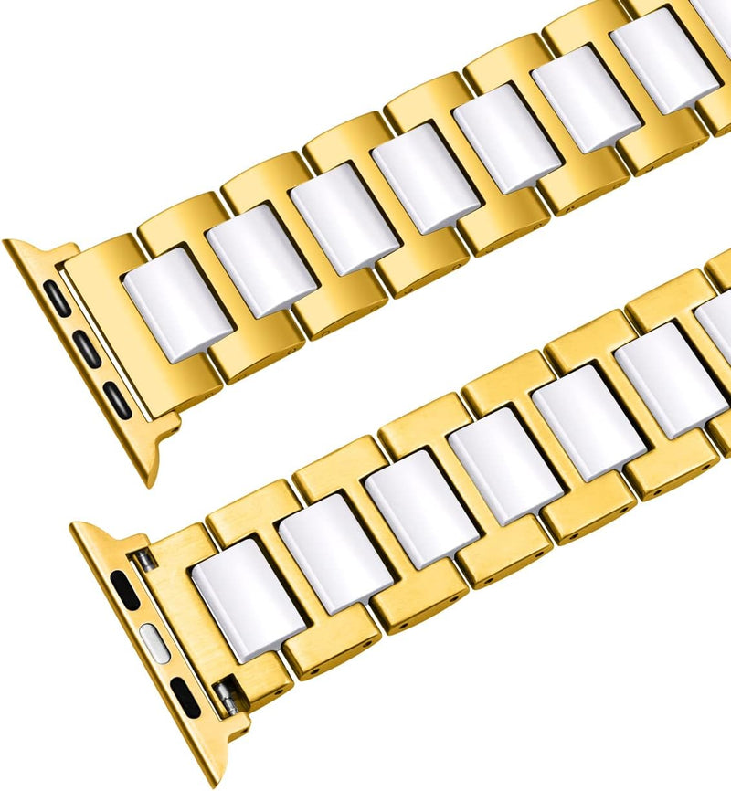 YISIWERA Keramik Armband Kompatibel für Apple Watch Armband 49mm 45mm 44mm 42mm 38mm 40mm 41mm, Gold