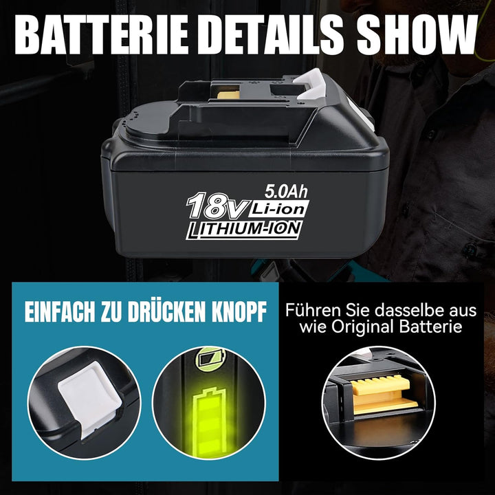 BL1860 Ersatzakku für Makita 18V Li-ion Akku Kompatibel mit Makita BL1840B BL1850B BL1860B BL1830B B