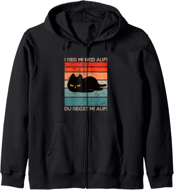Katzen Design I REG MI NED AUF! Böse schwarze Katze Kapuzenjacke