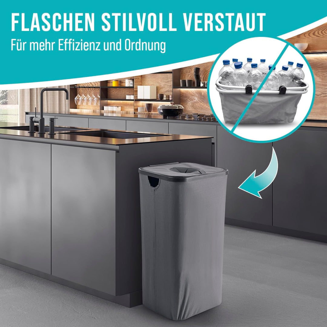 EASYmaxx Pfandflaschen Sammelbehälter 100 L mit 2 herausnehmbaren Tragetaschen | Flaschen Aufbewahru