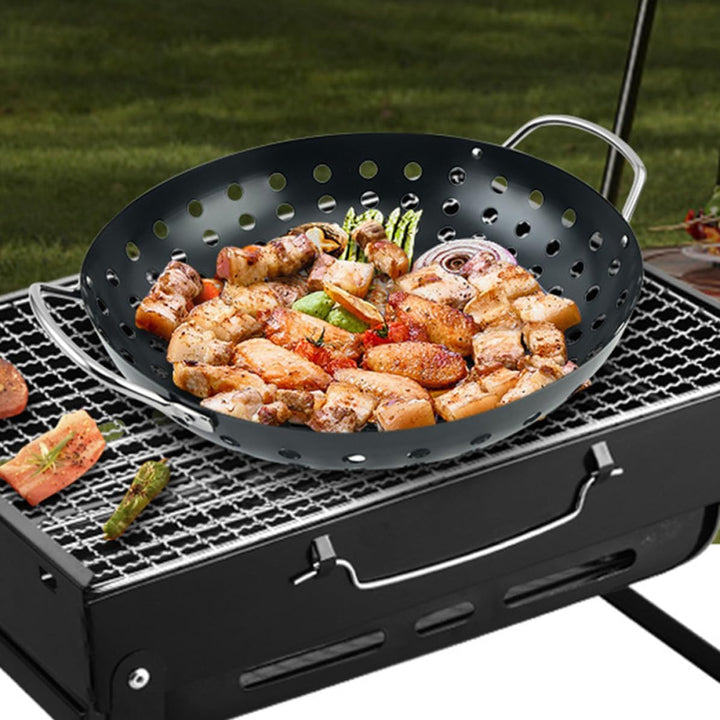 MAGICLULU Grilltopf aus Eisen mit Antihaftbeschichtung und Komfortablem Doppelgriff für Outdoor Barb