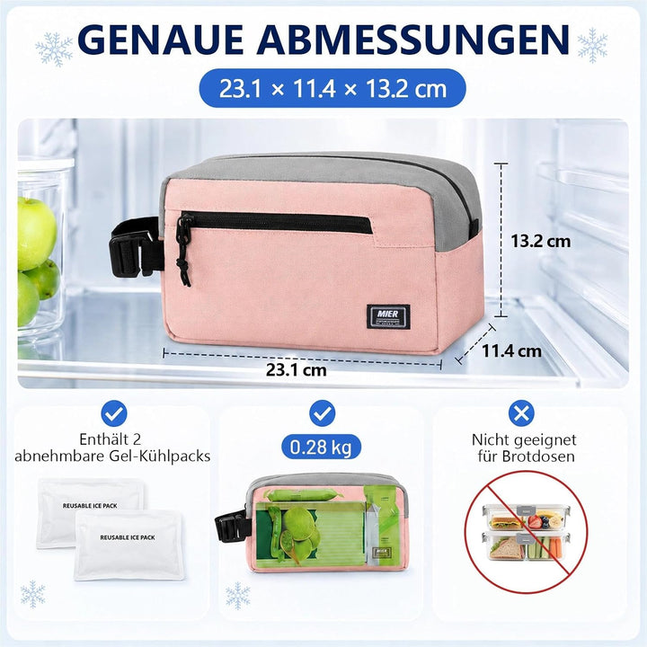 MIER Lunch Tasche Gefrierbare Kühltasche SnackboxKleine gefrierfähige Mini-Kühltasche mit Isolierung