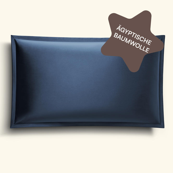 Amqua Mako Satin Kissenbezug (1x) aus ägyptischer Baumwolle 40x60 cm, dunkelblau/Navy (1x) 40x60cm D