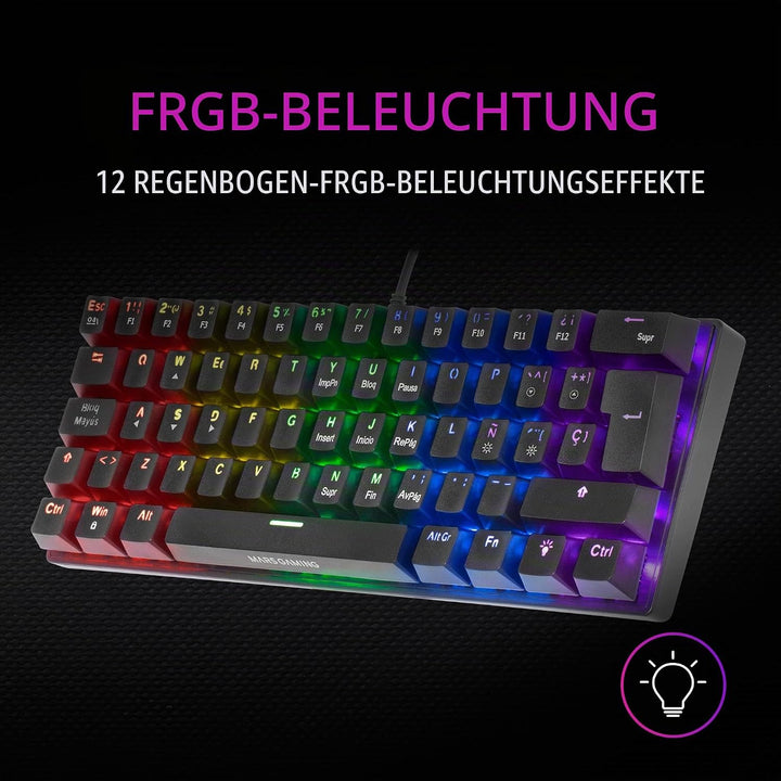 Mars Gaming MK60 Schwarz, Italienisch Sprache, Mechanische Gaming Tastatur FRGB, Antighosting, Switc