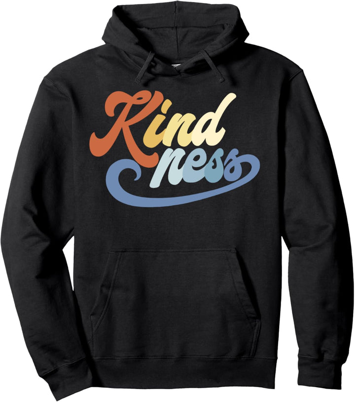 Trendy Kindness Rainbow Text Pullover Hoodie