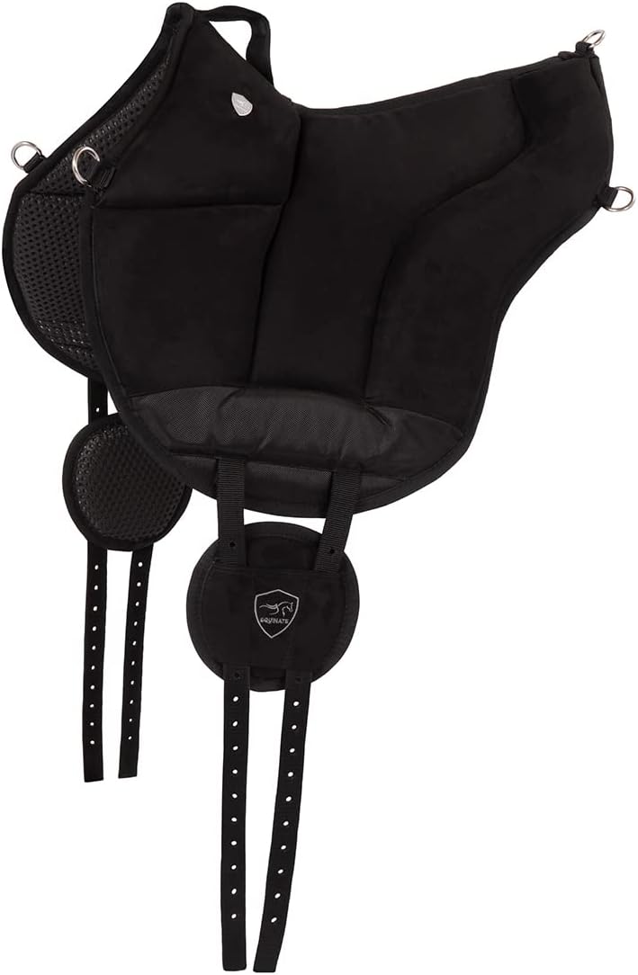 Equinate Reitpad Toledo aus Mikrofaser Schwarz - Bareback Pad mit pflegeleichter Neopren Unterseite