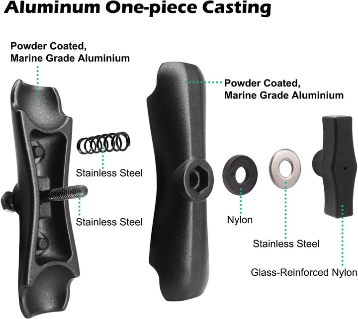 Aluminium 5,9 Zoll (150 mm) kurzer Doppel-Sockel-Arm, kompatibel mit RAM Mounts C-Grösse / 1,5 Zoll