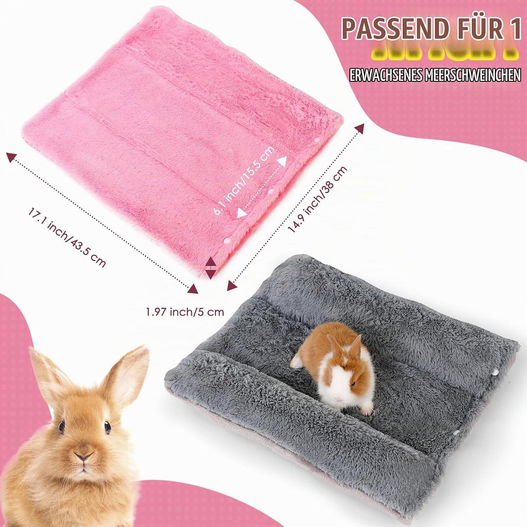 ONEJU Snuggle Bunny Bed, 43.5cm x 38cm Kaninchenbett mit Kissen, wendbare Kleintiermatte mit Zwei au