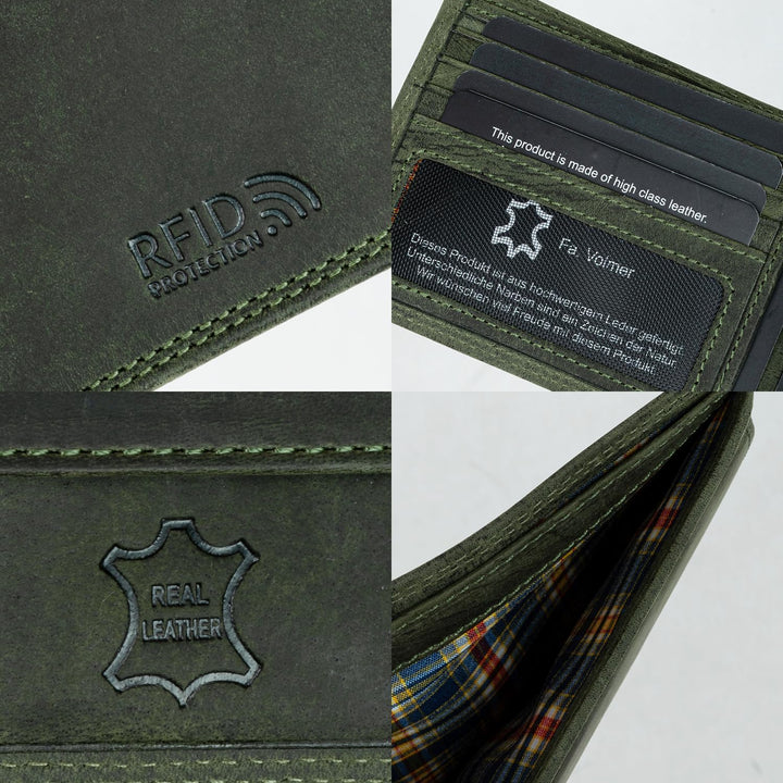 Fa.Volmer ® Leder Geldbörse Herren mit RFID-Schutz - extra-stabile Doppelnaht - 6 Fächer für Kreditk
