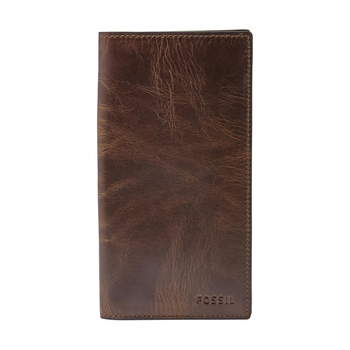 Fossil Geldbörse für Herren Derrick, 100% Leder Bifold Dunkelbraun L: 8,9 cm, B: 1,3 cm, H: 17,1 cm