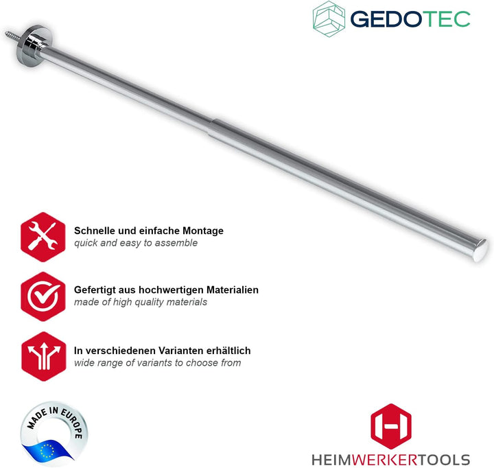 Gedotec Handtuchhalter ausziehbar | Towel | Handtuch-Reling 1-armig verchromt poliert | Geschirrtuch