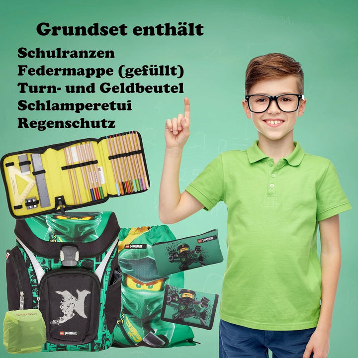 Lego Schulranzen-Set Ninjago Explorer 10 TLG. mit Federmappe, Brotzeit-Dose, Trink-Flasche, Sporttas