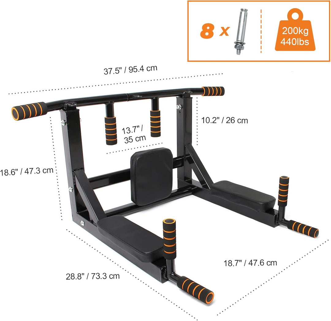 Leogreen Klimmzugstange Wandmontage, Pull Up Bar, Trainings Halterung mit Multifunktionen, 8 rutschf