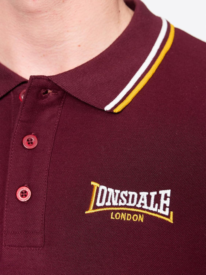 Lonsdale Herren Velton Poloshirt L Oxblood/Yellow/White, L Oxblood/Yellow/White