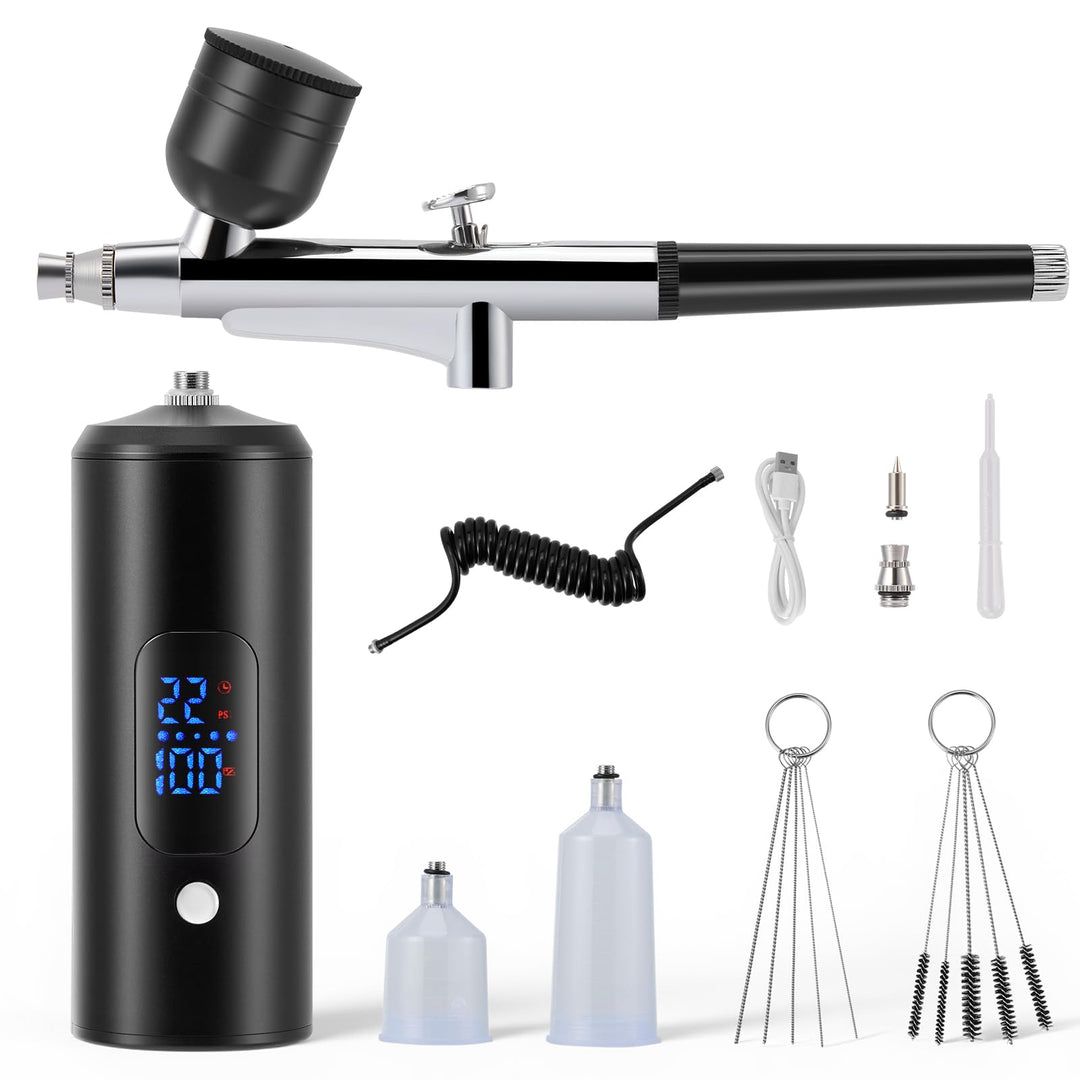 Airbrush-Kit mit Kompressor, Komplett Kabellos &amp; Akku, Airbrush-Set mit 3 Stufen bis 38 PSI, für Kuc