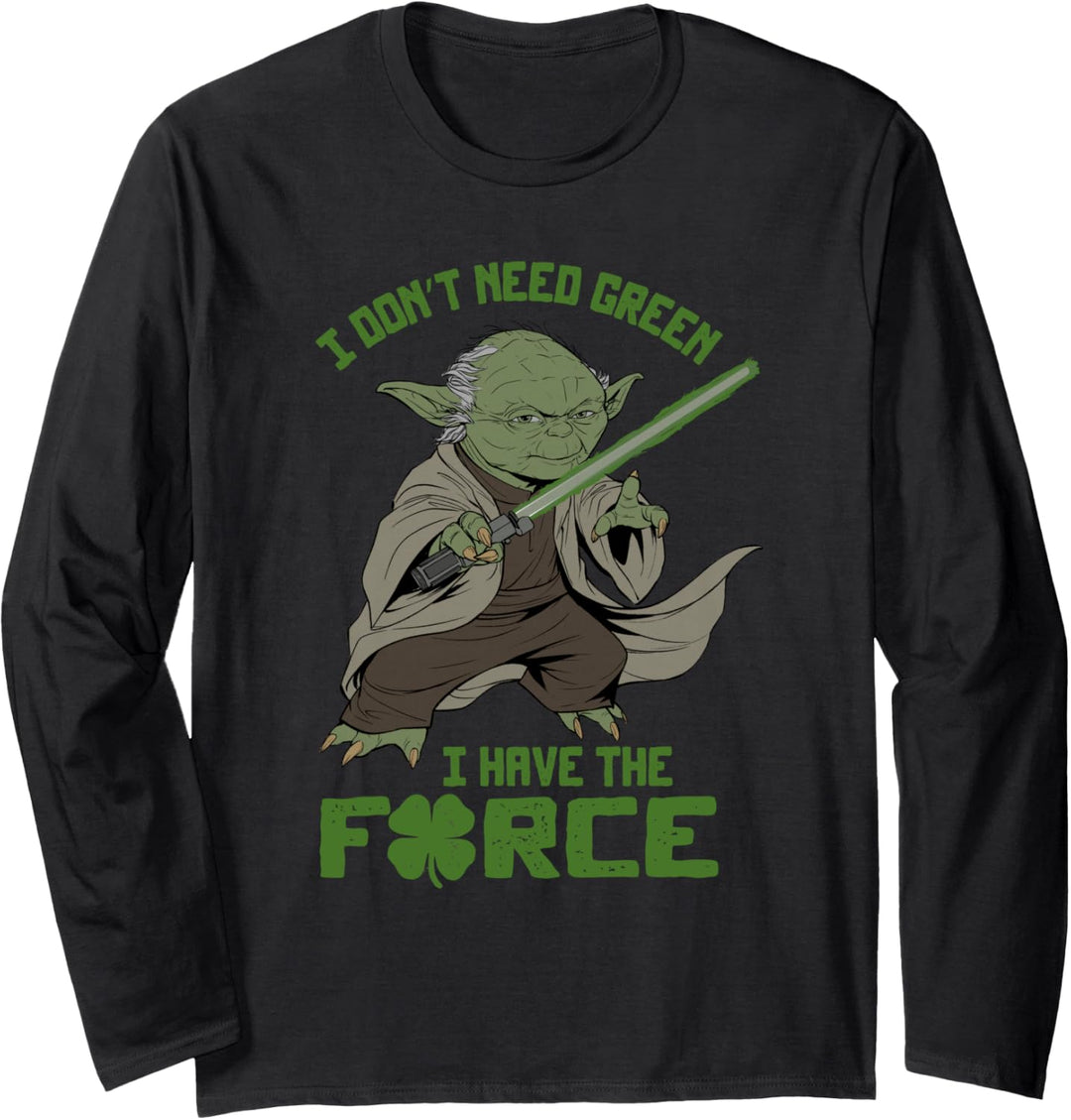 Star Wars Yoda Don't Need Green St. Patrick's Day Langarmshirt