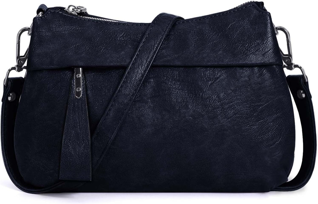 HUA ANGEL Mittelgross Handtasche Damen UmhäNgetasche Echt Leder Mit Mehreren Fächer Für Handy Und Po