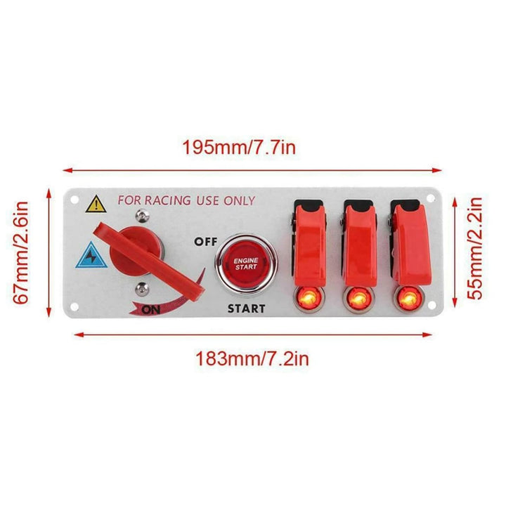 Geloo Zündschalter Panel 12V Racing Car Engine Start Push Button Switch Panel Carbon Fiber LED Toggl