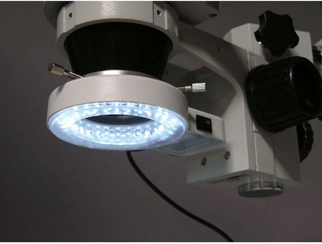 AmScope SM-3TZ-54S-5M Trinokulares LED Boom Ständer Stereomikroskop mit 5MP Kamera, 3.5X-90X, Weiss