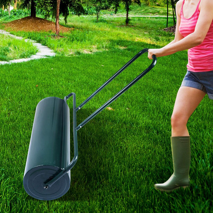 GOPLUS Rasenwalze, 48L/63L Gartenwalze befüllbar mit Wasser & Sand, Rasenroller aus Metall, Graswalz