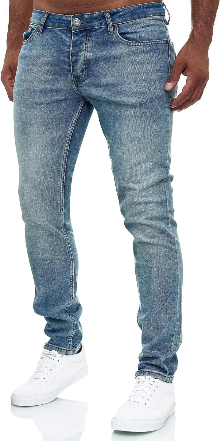 MERISH Jeans Herren Destroyed Hose Jeanshose Slim Fit Männer Denim 2081-1001 32W / 34L 502-1 Hellbla