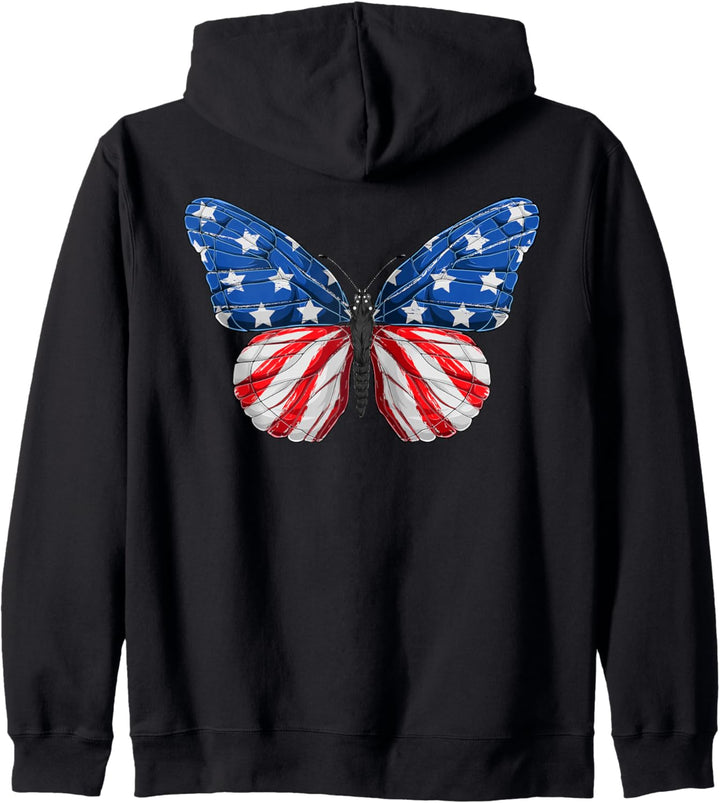 Schmetterling USA Souvenir Flagge Damen, Herren, Jungen, Mäd Kapuzenjacke