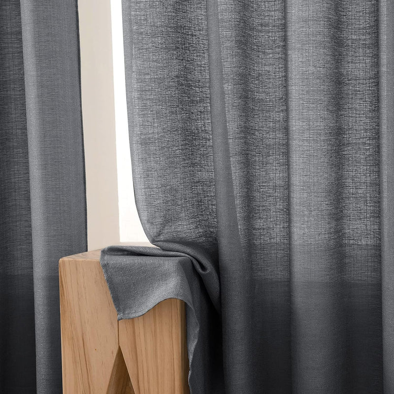 MIULEE 2er Set Voile Vorhang Sheer Leinenvorhang mit Ösen Transparente Unregelmässige Textur Gardine