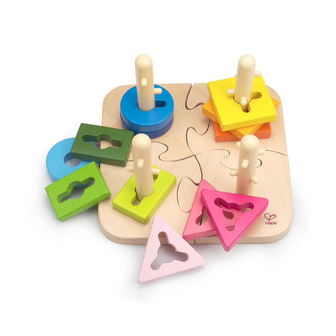 Hape Kreatives Steckpuzzle von Hape | Holz Stapelspiel Problemlösungspuzzle für Kleinkinder, Stapels