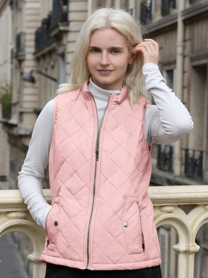 fuinloth Damen Weste mit Stehkragen Westen Steppweste Leicht Ärmellos Jacke mit Reissverschluss Tasc