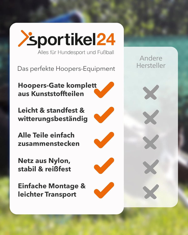 Hoopers-Gate – Blau – 100×90cm – mit weissem Netz – wetterfest & leicht – für Hoopers-Parcours, Blau
