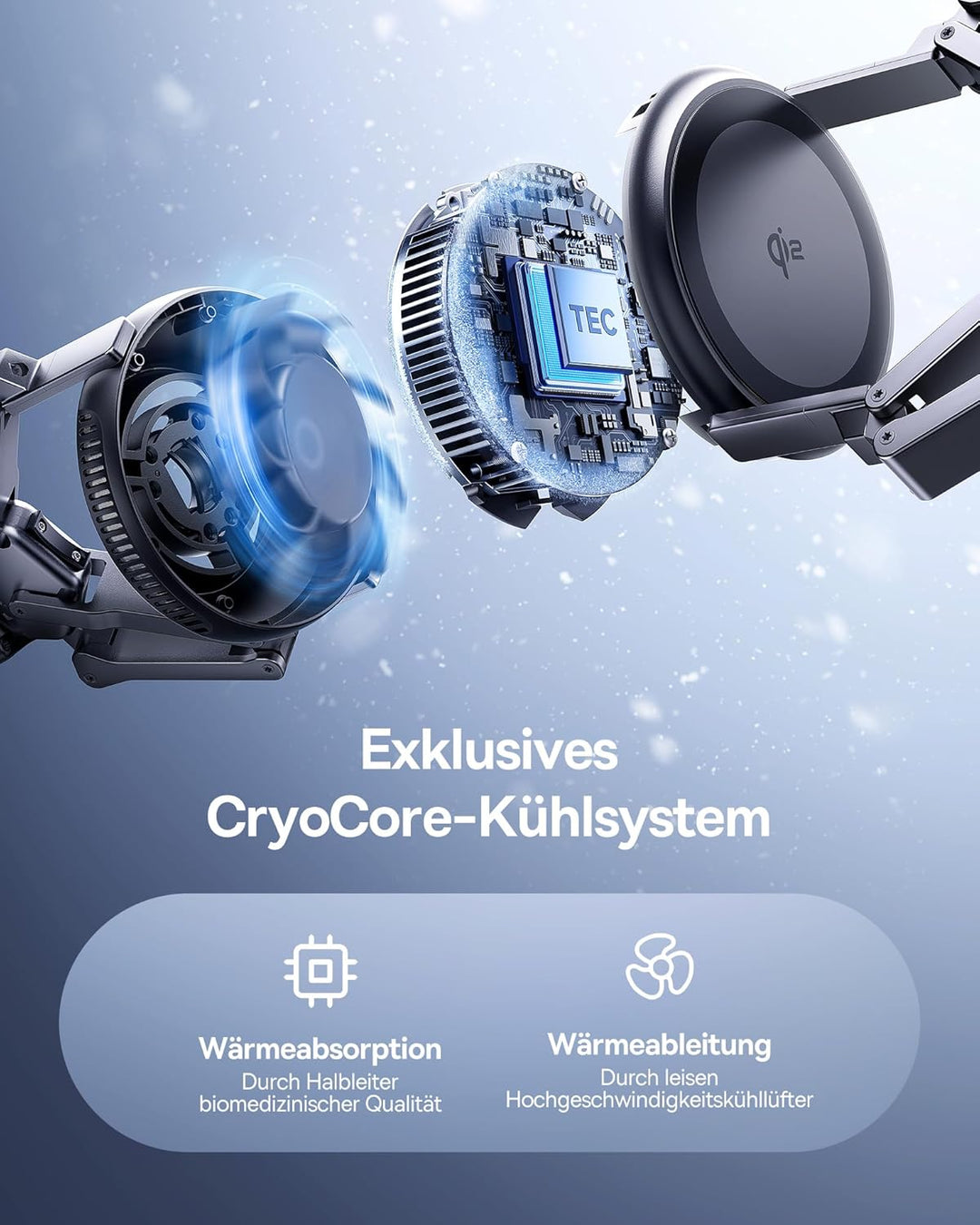 Baseus EnerFill 3-in-1 Kabelloses Ladegerät mit TEC Cooling, 22.5 W Kabellose Ladestation, Induktive