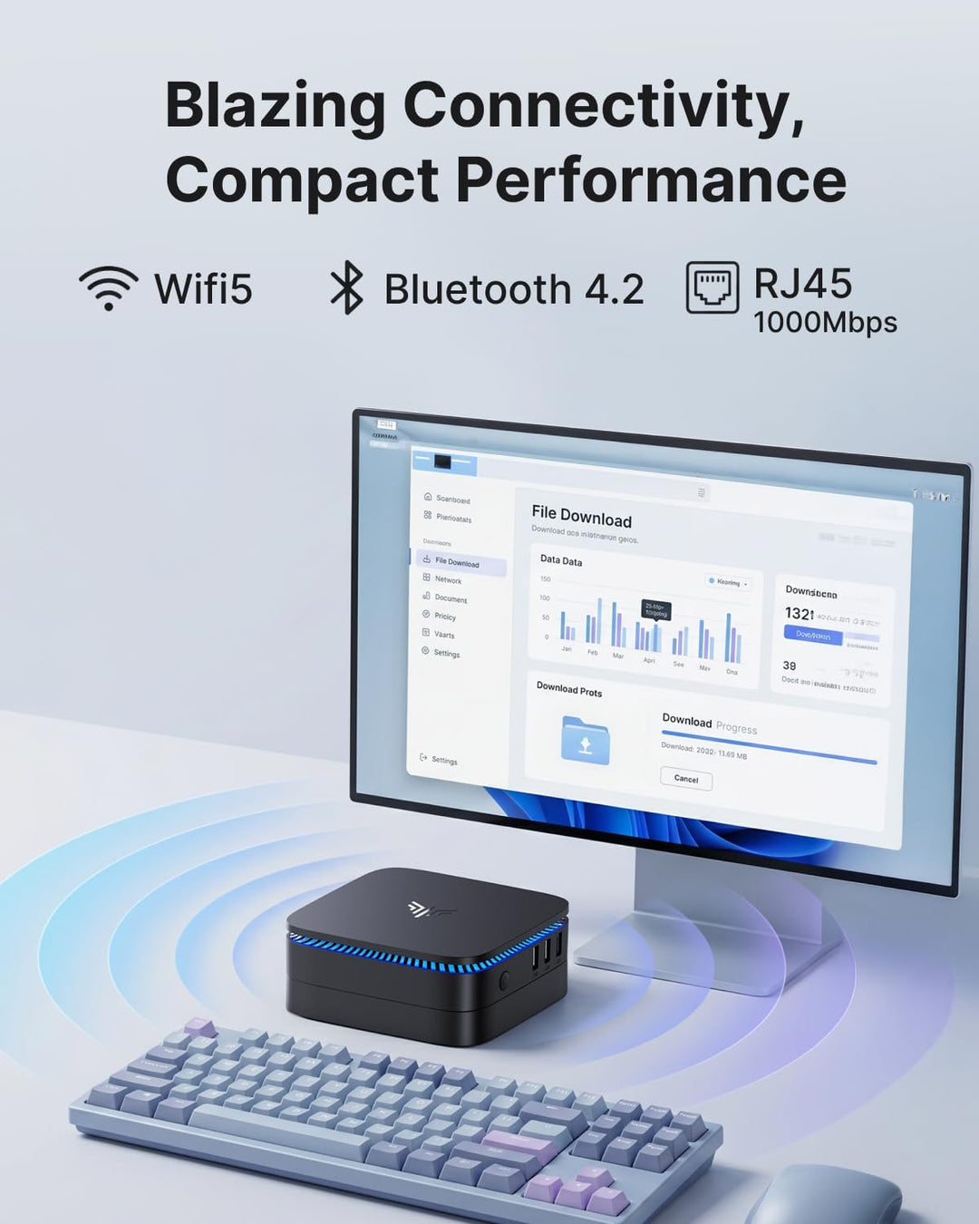 NiPoGi AK1PLUS Mini PC Windows 11 Ιntel Alder Lake-Ν N95(bis zu 3,4 GHz) 8GB DDR4 256GB SSD,Micro PC