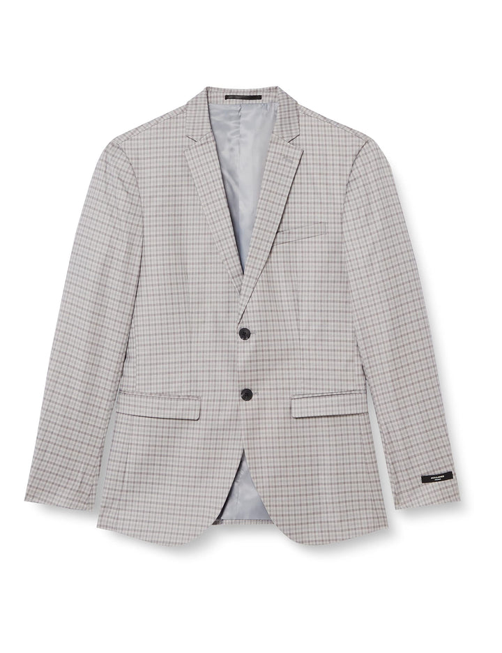 JACK & JONES Herren Jprfranco Check Blazer Anzugjacke 52 Light Grey Melange/Checks:super Slim Fit, 5