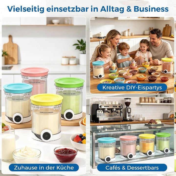 4 Stück Behälter für Ninja Swirl CREAMi + Silikon-Dessertbecher,Ersatz Pints mit Deckel für Ninja NC