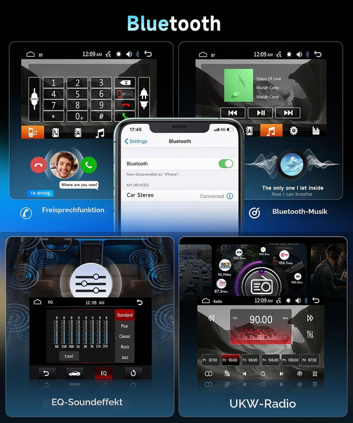 VECHTEL 7 Zoll Autoradio mit Airplay Android Cast,FM Radio 2 Din mit Bluetooth,Mirror link,EQ,USB/TF