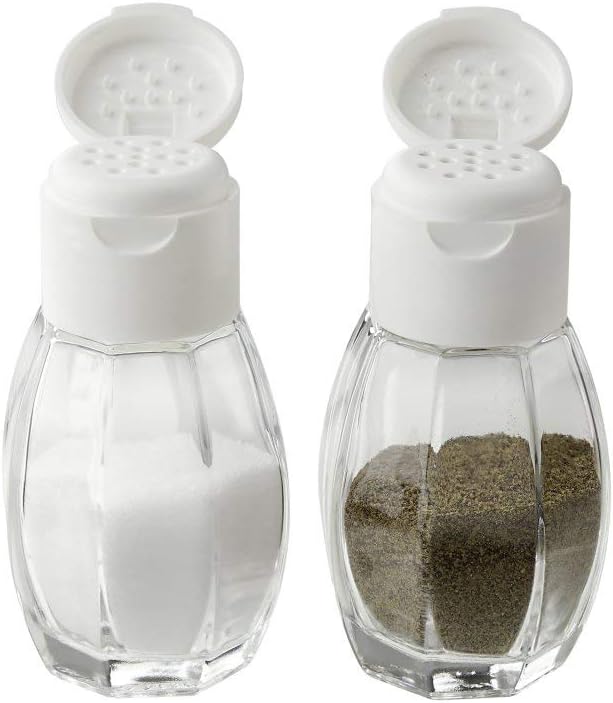 Fackelmann Salz-und Pfefferstreuer, Glas, Deckel Weiss, 8 cm, 40 ml, 2er-Set, Weiss
