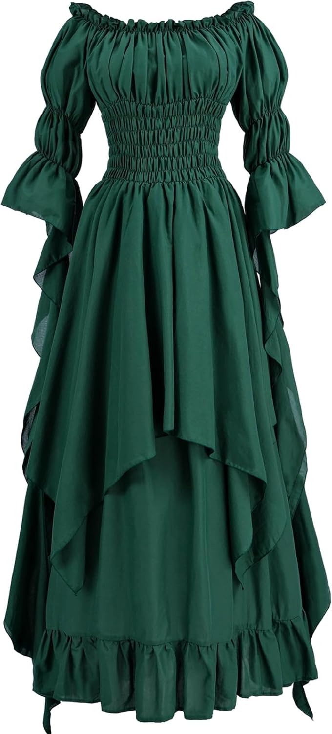 Fiamll Viktorianisches Kleid Renaissance Kostüm Frauen Gothic Hexenkleid Mittelalterliches Hochzeits