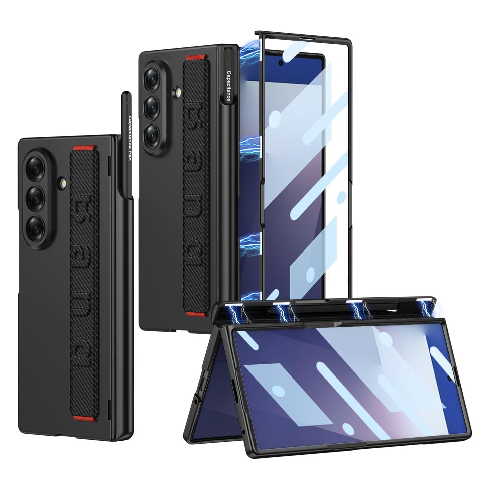NINKI für Samsung Galaxy Z Fold 7 band Hülle Kohlefaser mit S Stylus,MAGNETIC Scharnierschutz Schutz
