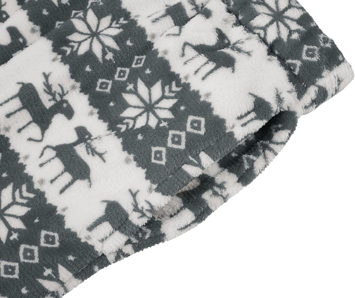 Runcati Schlafanzughose Herren Lang Fleece Warm Weihnachts Rentier Hose Freizeithose mit Taschen und