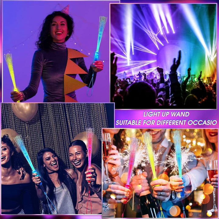 24 Stück Leuchtstab Glasfaser,Leuchtstäbe Partyzubehör,Leuchtstäbe Bunte,LED Leuchtstäbe Glow in The