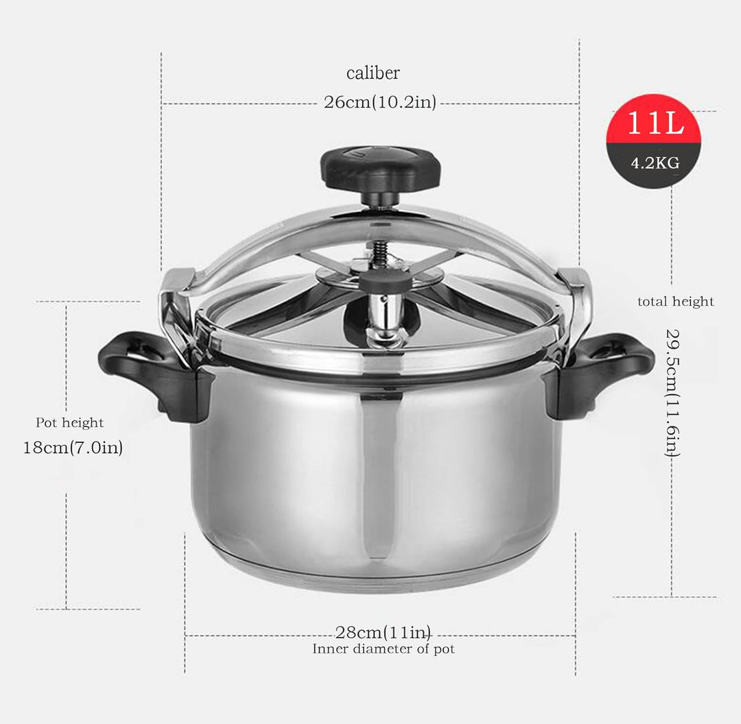 Edelstahl-Schnellkochtopf mit grossem Fassungsvermögen, gewerblicher Pressure Cooker,11L Herdplatte