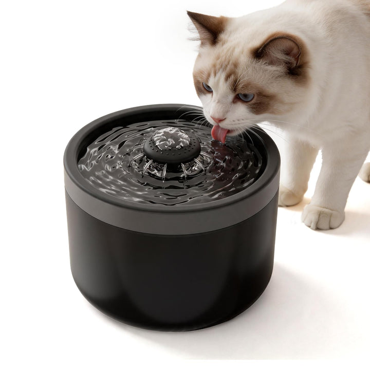 Kompakter Leiser Katzenbrunnen 1,8L Mehrschichtfilter Zirkulation Schwarz, Schwarz