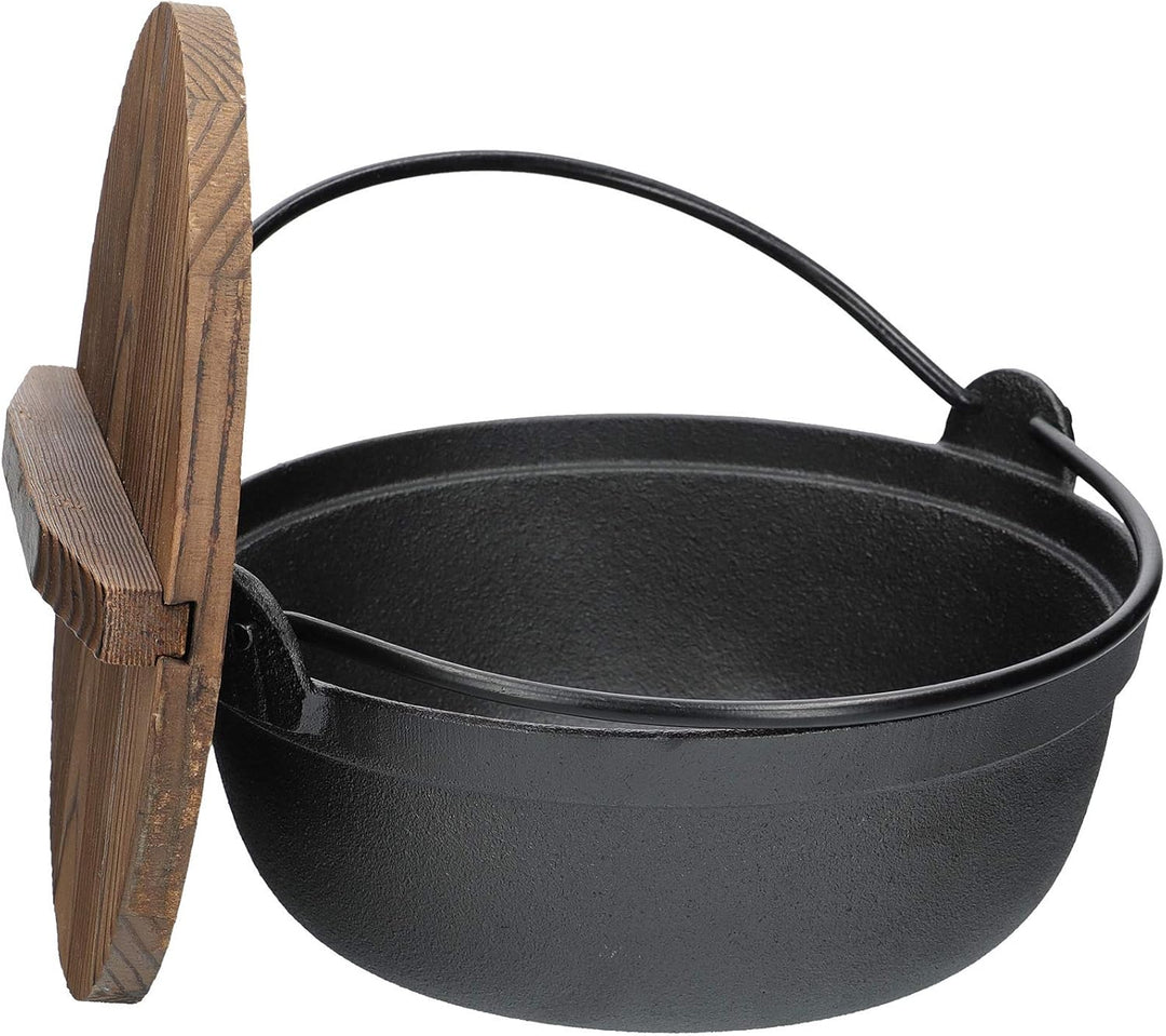 KitchenCraft World of Flavours Japanischer Kochtopf mit Holzdeckel, Gusseisen, Hot Pot, Sukiyaki, 1,